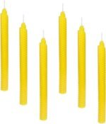 Set of 6 Yellow Beeswax Taper Candles, Premium Quality Hand-Rolled 9 Inch Smokel... - Image 2