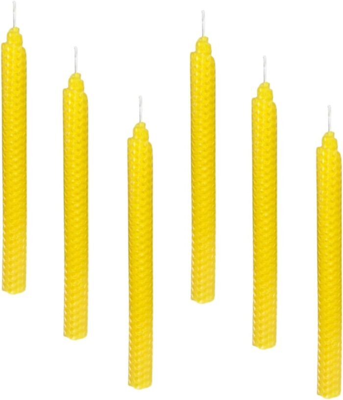 Set of 6 Yellow Beeswax Taper Candles, Premium Quality Hand-Rolled 9 Inch Smokel... - Image 2
