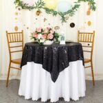 ShinyBeauty Sequin Black Table Cloth 48x48-Inch Party Tablecloth Wholesale Sequi... - Image 2