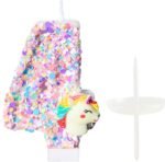 Unicorn Birthday Number Candles for Cake, Pink Number 4 Candle, Fun Glitter Unic... - Image 2