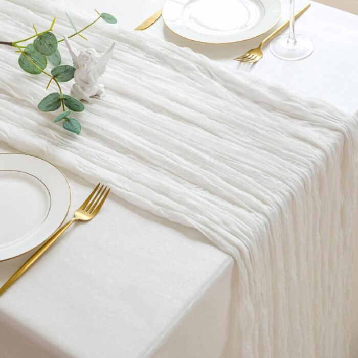 White Cream Cheesecloth Table Runner Decor 10ft Boho Gauze Rustic Spring Cheese ... - Image 2