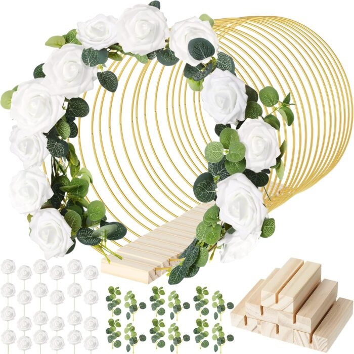 15 Pcs Metal Floral Centerpiece Table Decorations Hoop Centerpiece with Stand Go... - Image 2