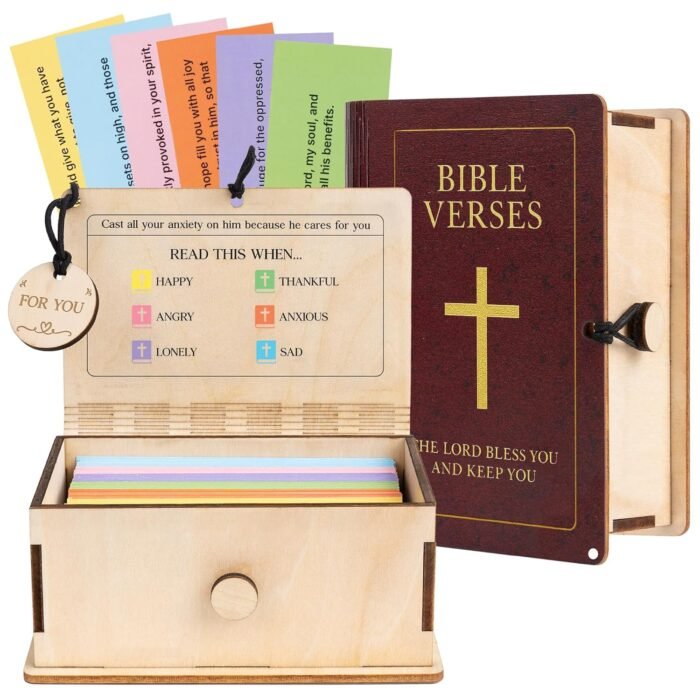 150 Emotion Bible Verse Cards in Wooden Box Handmade, Scripture Prayer Cards for... - Image 2
