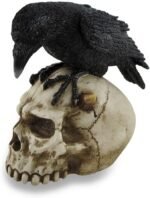 Veronese Design Crow Perched On Horned Skull Sculptural Statue - Image 3