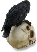 Veronese Design Crow Perched On Horned Skull Sculptural Statue - Image 4