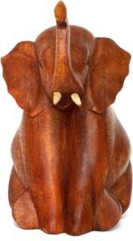 OMA Elephant Statue Lucky Fortune Solid Wooden Hand Crafted Sitting Elephant Sta... - Image 3