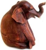 OMA Elephant Statue Lucky Fortune Solid Wooden Hand Crafted Sitting Elephant Sta... - Image 5
