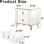 Nightstands Set of 2, Wood Bedside Table with 2 Drawers, End Table with Striped ... - Image 3