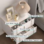 Nightstands Set of 2, Wood Bedside Table with 2 Drawers, End Table with Striped ... - Image 5
