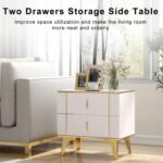 Nightstands Set of 2, Wood Bedside Table with 2 Drawers, End Table with Striped ... - Image 6