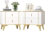 Nightstands Set of 2, Wood Bedside Table with 2 Drawers, End Table with Striped ... - Image 8