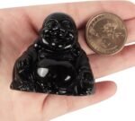 Artistone Black Obsidian Crystal Happy Buddha Statue 2 Inch Hand Carved Gemstone... - Image 6
