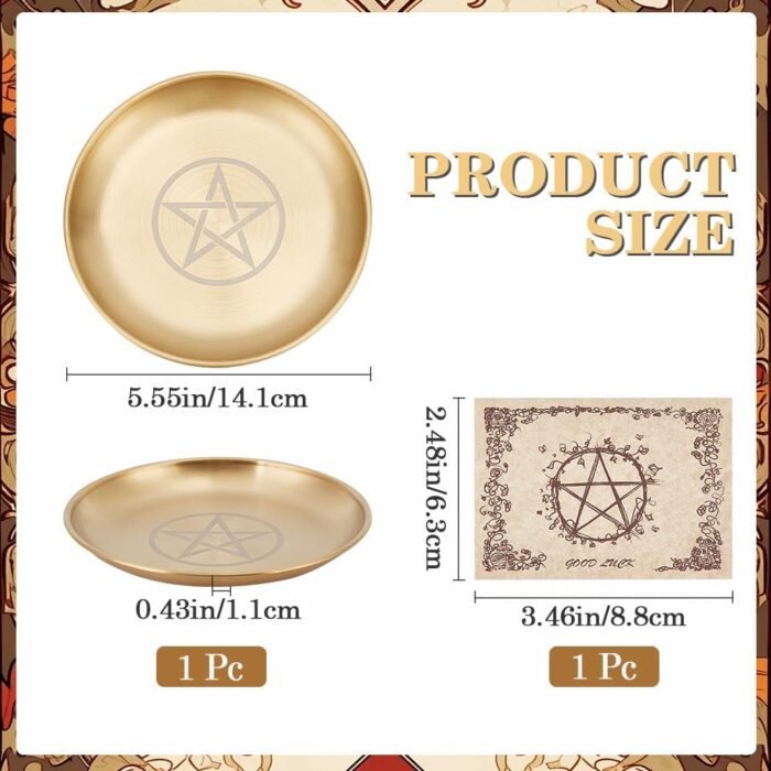 CREATCABIN Pentagram Altar Plate Star Tarot Plate Ritual Burning Candle Holder P... - Image 3
