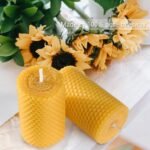 Beeswax Pillar Candles Set of 3 - Handmade Pure Beeswax Rolled Candles for Gift ... - Image 3