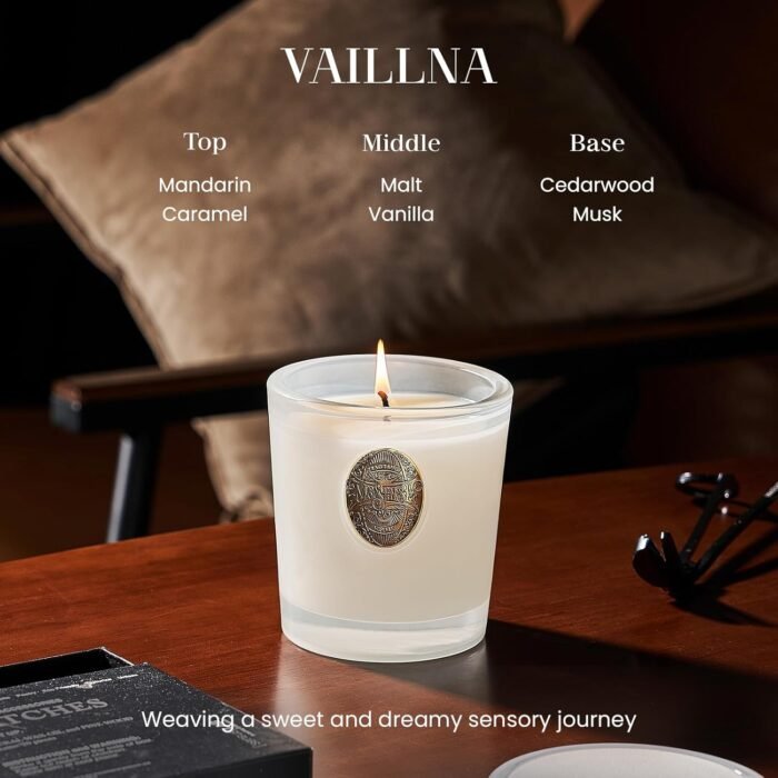 M&SENSE Natural Soy Candle | Vanilla Dream & White | 9.2 oz, 50H Burn Time | Lux... - Image 4