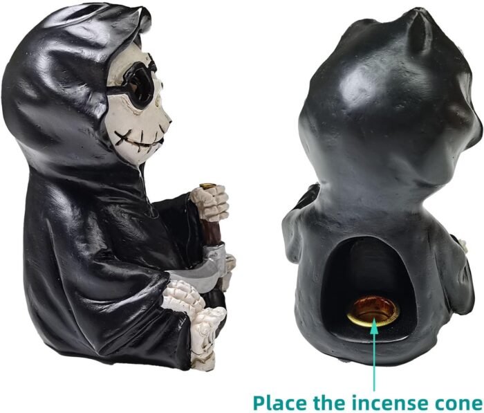 Skeleton Grim Reaper Voodoo Doll Incense Burner Gothic Decoration Ghost Cone Bur... - Image 5