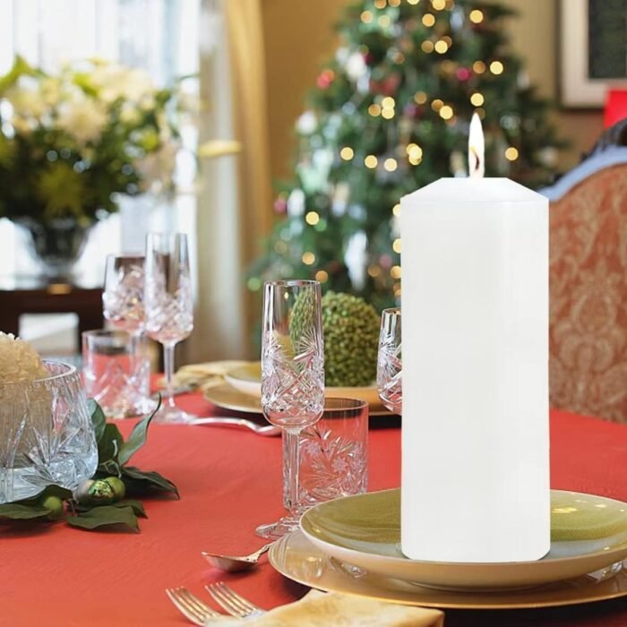 Pillar Candles Set of 2, Unscented Large White Emergency Candle, 3x8 inches Hand... - Image 3