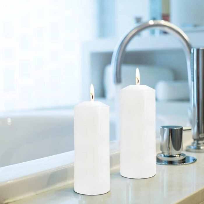 Pillar Candles Set of 2, Unscented Large White Emergency Candle, 3x8 inches Hand... - Image 4