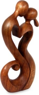 NOVICA Brown Romantic Suar Wood Sculpture , 11.75" Tall 'Everlasting Kiss' - Image 4