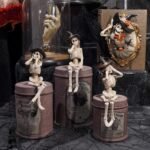 Halloween Statues No-Evil Skeleton Collectible-Figurines - Realistic Skeleton Ha... - Image 3