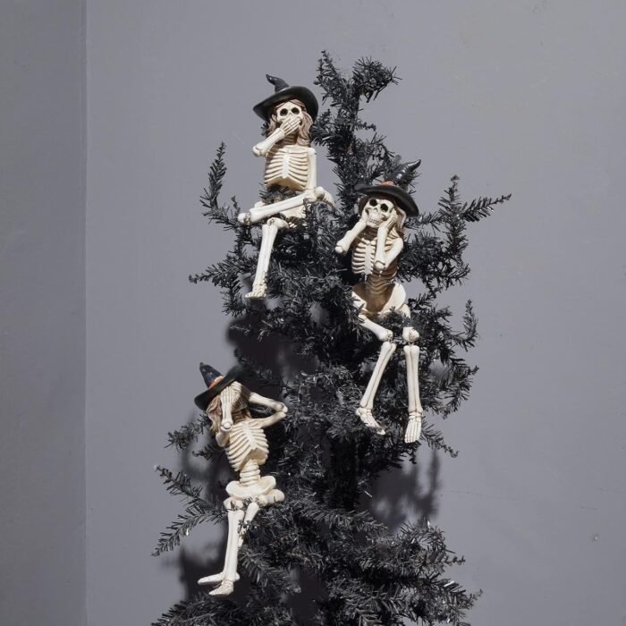 Halloween Statues No-Evil Skeleton Collectible-Figurines - Realistic Skeleton Ha... - Image 5