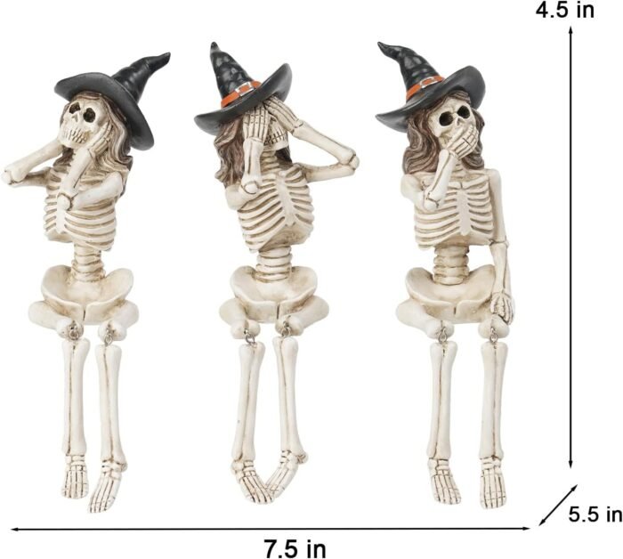 Halloween Statues No-Evil Skeleton Collectible-Figurines - Realistic Skeleton Ha... - Image 7