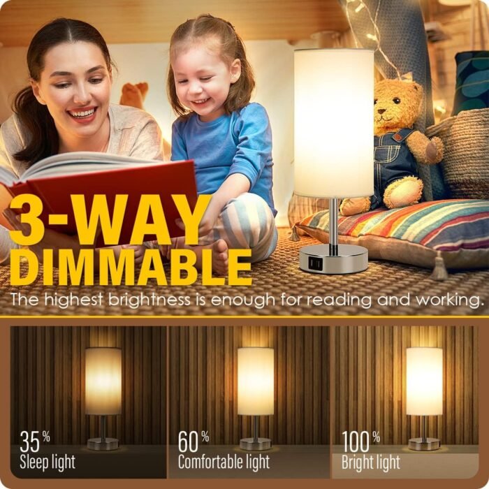 Yarra-Decor Bedside Lamp with USB Port - Touch Control Table Lamp for Bedroom 3 ... - Image 3