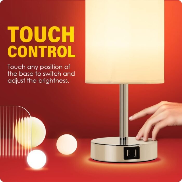 Yarra-Decor Bedside Lamp with USB Port - Touch Control Table Lamp for Bedroom 3 ... - Image 6