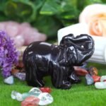 2" Black Obsidian Elephant Decor Healing Crystal Cute Polished Natural Stone Han... - Image 4