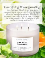 Lime Basil Mandarin Scented Candle - Large 3 Wick Soy Candle 15.8 oz - Aromather... - Image 3