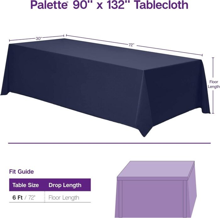 Gee Di Moda Rectangle Tablecloth - 90 x 132 Inch White Table Cloth for 6 Foot Ta... - Image 3