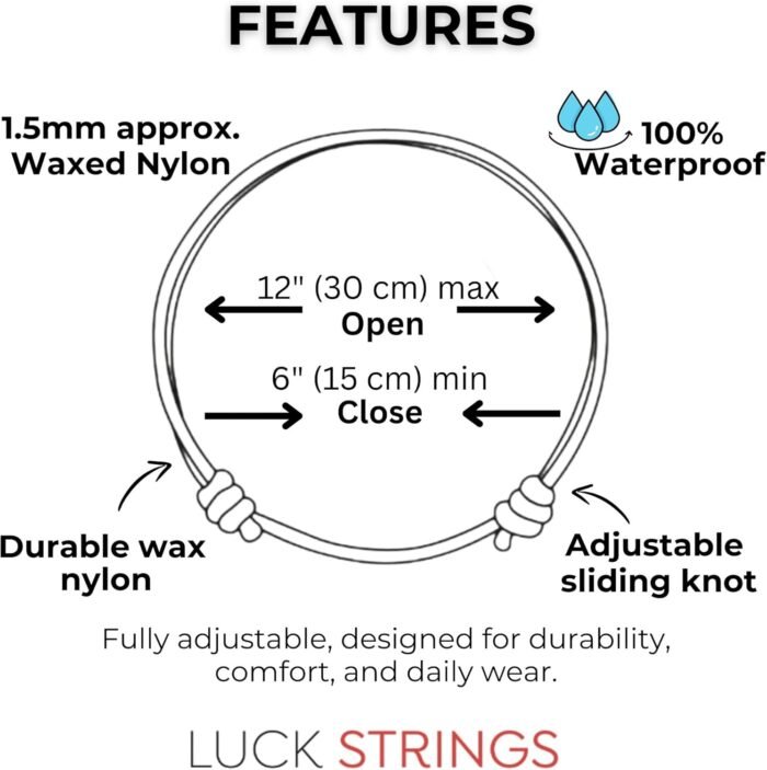 Adjustable Wax Nylon Cord Bracelet for Men Women Adult - Vegan Leather String | ... - Image 7