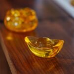 2PCS Handmade Chinese Yellow Crystal Yuan Bao Figurine Collectibles Feng Shui Go... - Image 5