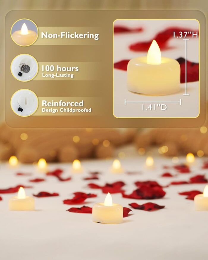 Amagic 50Pack Flameless LED Tea Lights Candles Battery Operated, Electric Fake T... - Image 3