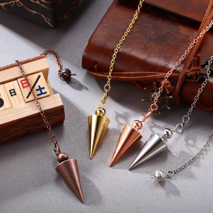 Hicarer 4 Pieces Copper Metal Dowsing Spiritual Point Pendulum Copper Pointed Pe... - Image 7