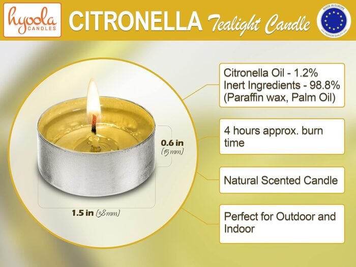 Hyoola Tealight Citronella Candles - Anti Mosquito Candle - 4 Hour Burn - 50 Pac... - Image 4