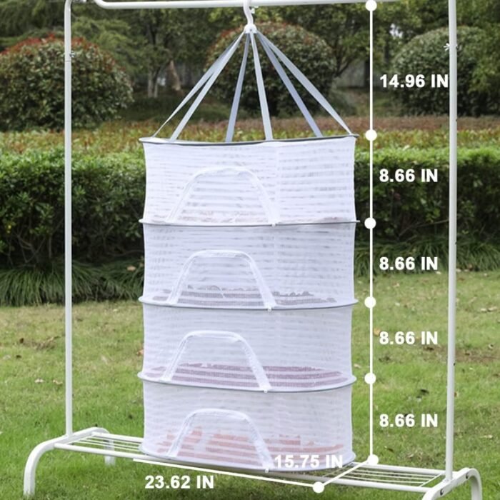 Herb Drying Rack 4 Layer Hanging Mesh Net for Plants Hanging Drying Fish Net Fol... - Image 8