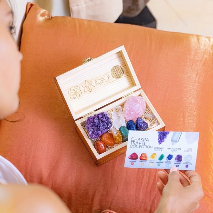 CRYSTALYA Travel Chakra Crystals and Healing Stones in Wooden Gift Box + 50pg EB... - Image 4