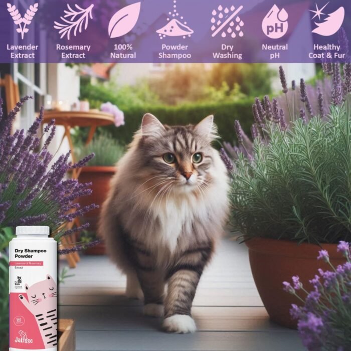 Cat Dry Shampoo Powder with Lavender and Rosemary for Cats 5.29 fl. oz| Grooming... - Image 3