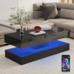 Uspeedy 47.3IN High Glossy LED Coffee Table,Modern Coffee Tables for Living Room... - Image 7