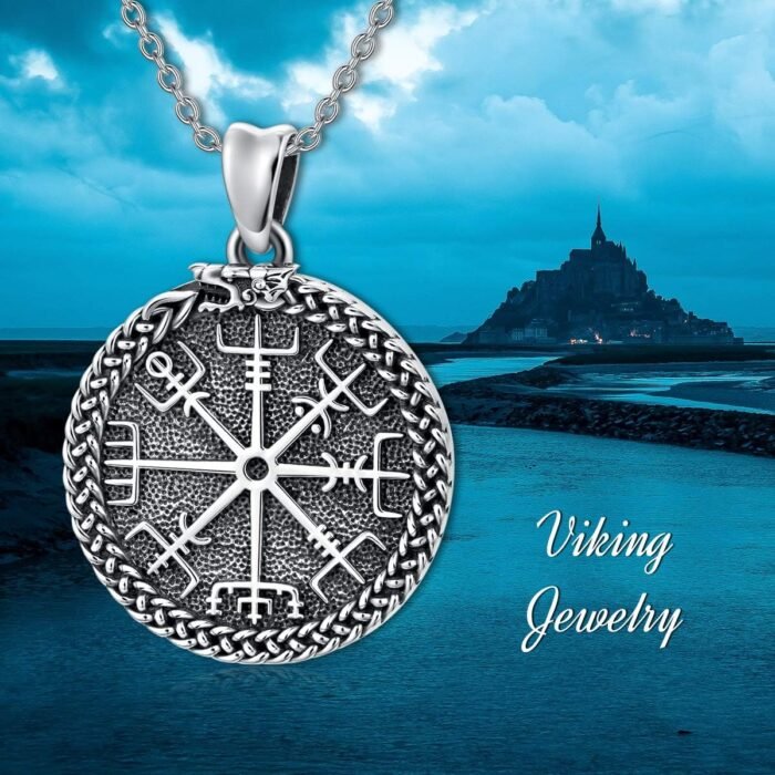 PELOVNY Viking Necklace for Men Women 925 Sterling Silver Viking Compass Dragon ... - Image 7