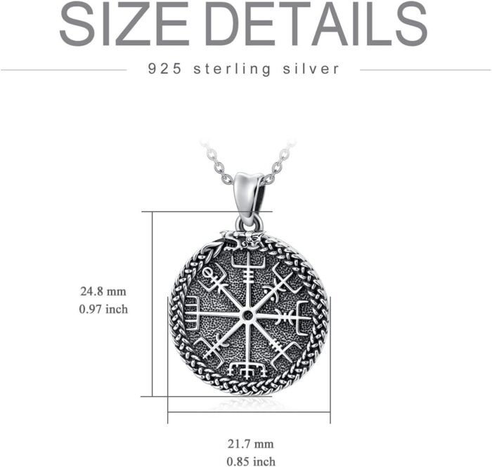 PELOVNY Viking Necklace for Men Women 925 Sterling Silver Viking Compass Dragon ... - Image 8
