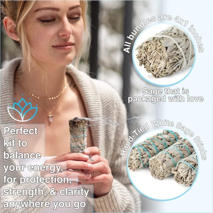 2 White Sage Bundles Smudging Kit Smudge Stick Gift Kit + Instructions & Blessin... - Image 3