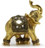 Mose Cafolo 3.8"(H) Golden Elephant Figurine Statue for Good Feng Shui Wealth Lu... - Image 3