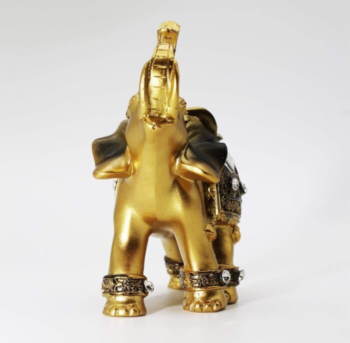 Mose Cafolo 3.8"(H) Golden Elephant Figurine Statue for Good Feng Shui Wealth Lu... - Image 7