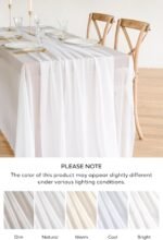 Ling's Moment 14Ft Chiffon Table Runner, Brilliant White Sheer Table Runners wit... - Image 4