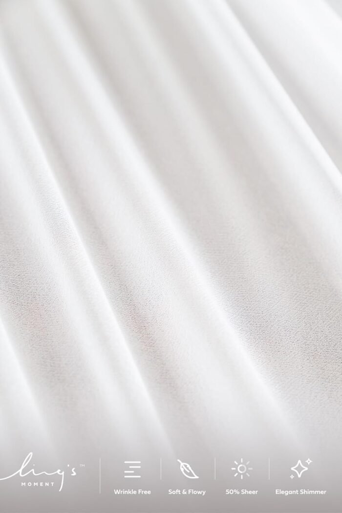 Ling's Moment 14Ft Chiffon Table Runner, Brilliant White Sheer Table Runners wit... - Image 5