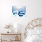 EOBTAIN Zen Stone Canvas Wall Art White Flower and Blue Butterfly on Lake Wall A... - Image 3