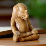 NOVICA Brown Thought, 6.5" Tall 'Elephant Meditates' Wood Sculpture - Image 3