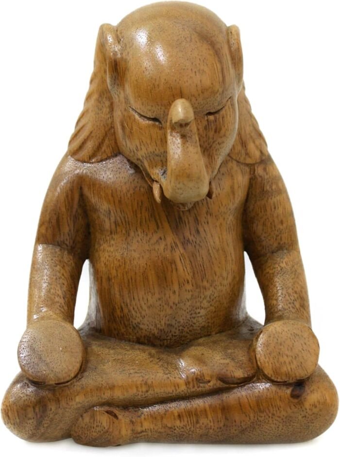 NOVICA Brown Thought, 6.5" Tall 'Elephant Meditates' Wood Sculpture - Image 4